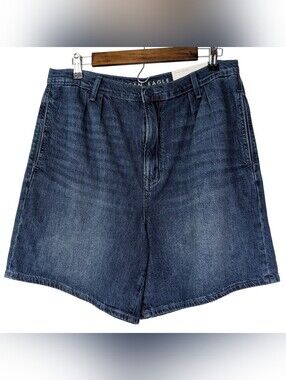 NWT American Eagle A-Line Pleated Denim Shorts Size 12 31W High Rise Mom Preppy